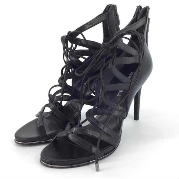 Kenneth Cole Black Caged Stiletto Heels Size 9.5 - Picture 1 of 12